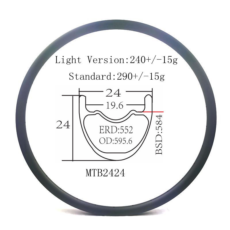 [MTB2424] 27.5 Inch 1.95 Bicycle Rim Carbon Rim MTB 27.5 BIKEDOC