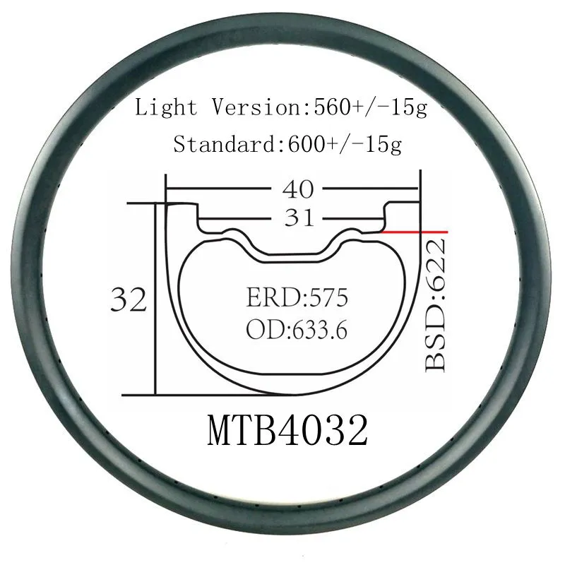 [MTB4032] Mountain Bike Rims Carbon 29 40mm Width Downhill Carbon Rim BIKEDOC