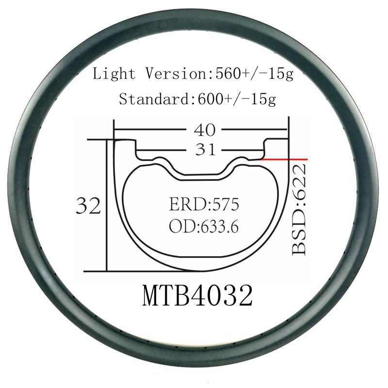 [MTB4032] Mountain Bike Rims Carbon 29 40mm Width Downhill Carbon Rim BIKEDOC