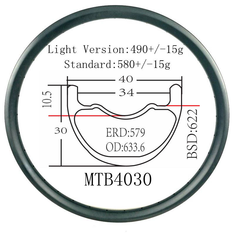[MTB4030] Stiffness Downhill Carbon MTB Rim All Mountain Bike Rim BIKEDOC