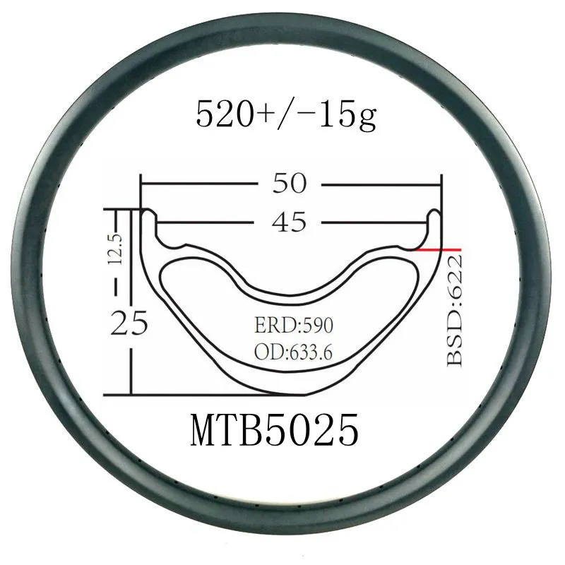 [MTB5025] 29er Plus Carbon MTB Rim 50mm Width 25mm Height Bicycle Rim BIKEDOC