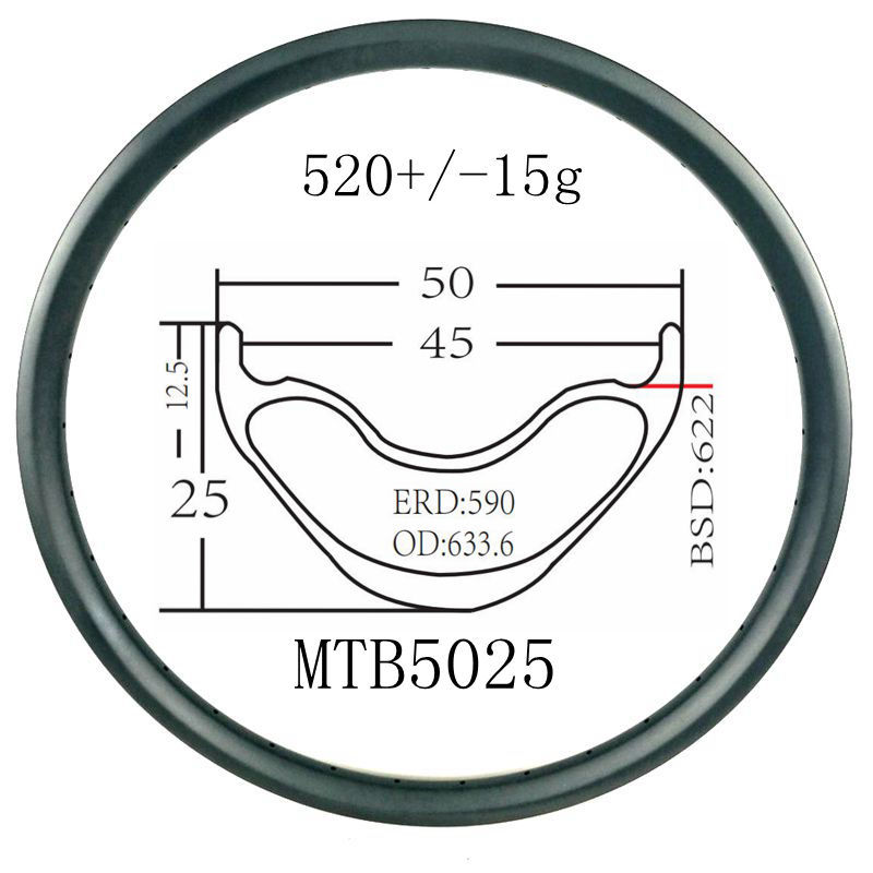 [MTB5025] 29er Plus Carbon MTB Rim 50mm Width 25mm Height Bicycle Rim BIKEDOC