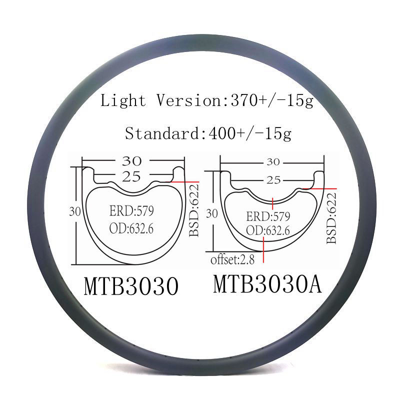 [MTB3025] Carbon MTB Rim 30MM 29ER Light Carbon Rims MTB BIKEDOC