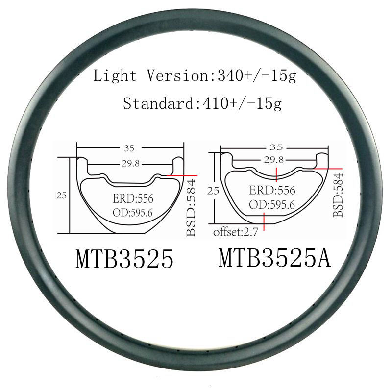 [MTB3525] 35mm Width 27.5er MTB Carbon Fibre Rims