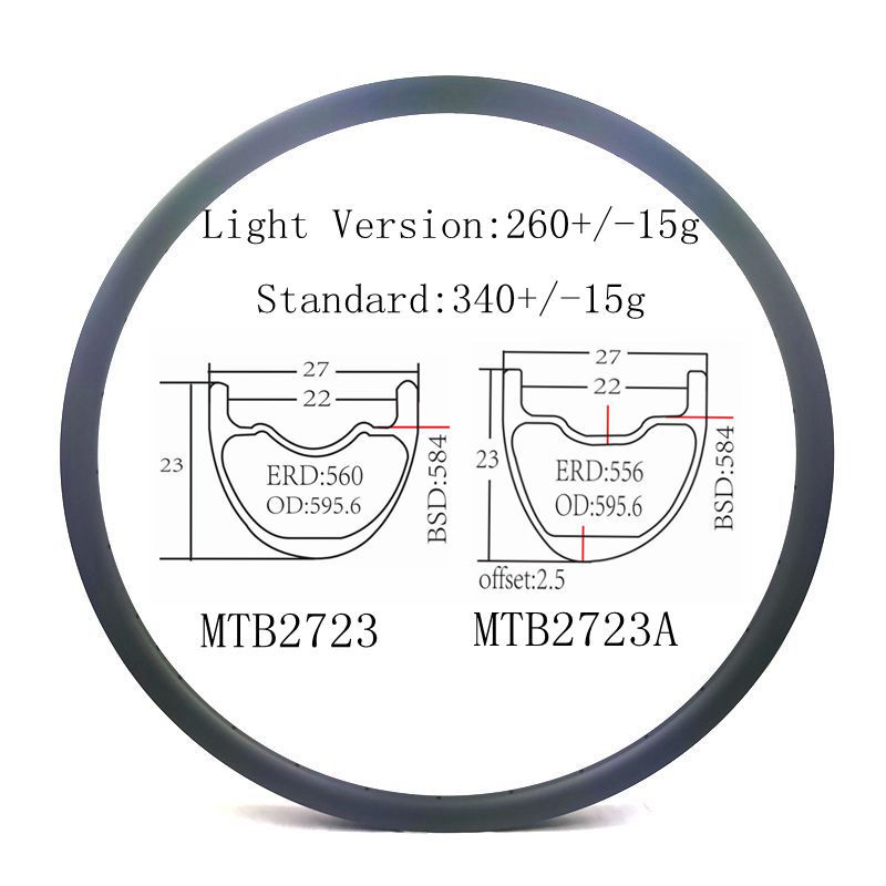 [MTB2723] Carbon Rim MTB 27.5 XC Bicycle Rims BIKEDOC