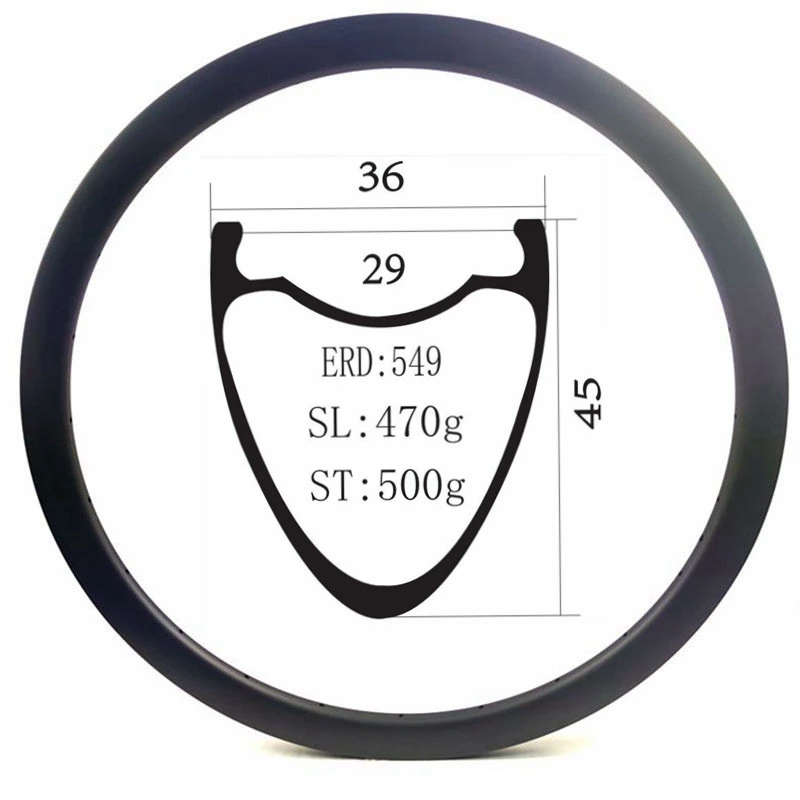 [CX3645HK] 700C Rims Carbon Tubeless 36MM Width 45MM Height Bicycle Rim BIKEDOC