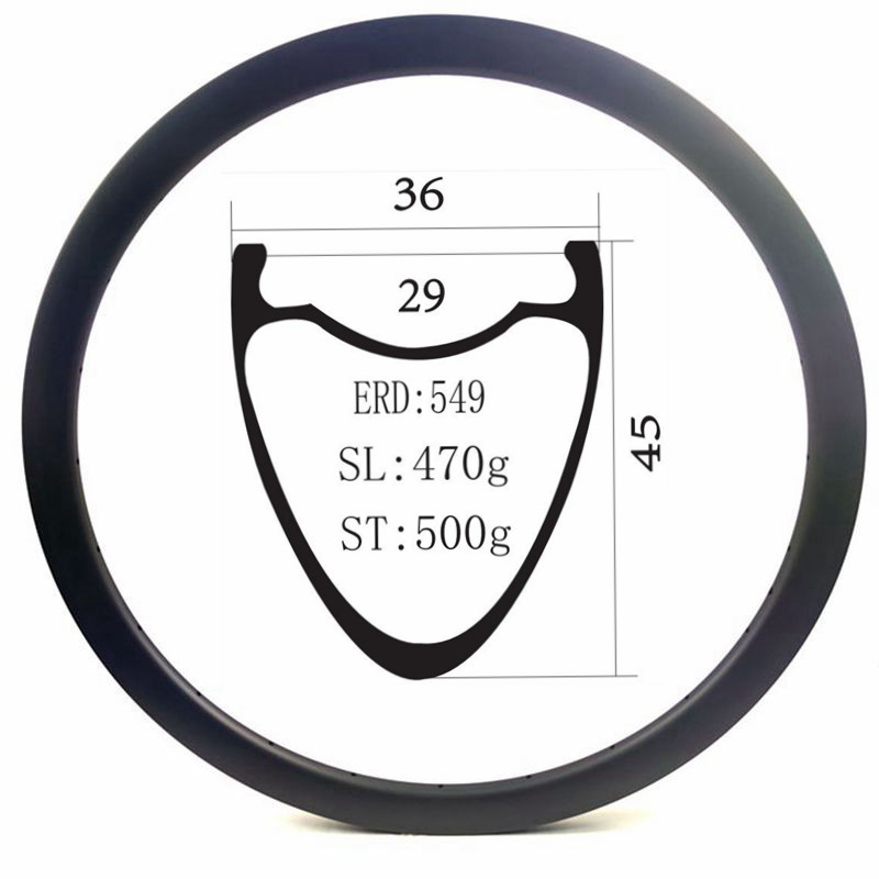 [CX3645HK] 700C Rims Carbon Tubeless 36MM Width 45MM Height Bicycle Rim BIKEDOC