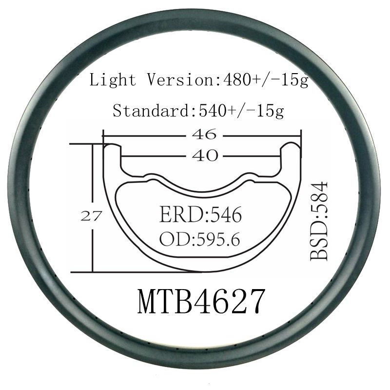 27.5 Carbon MTB Rims Best Enduro 650B Thru Axel Rim Set Mountain Bike
