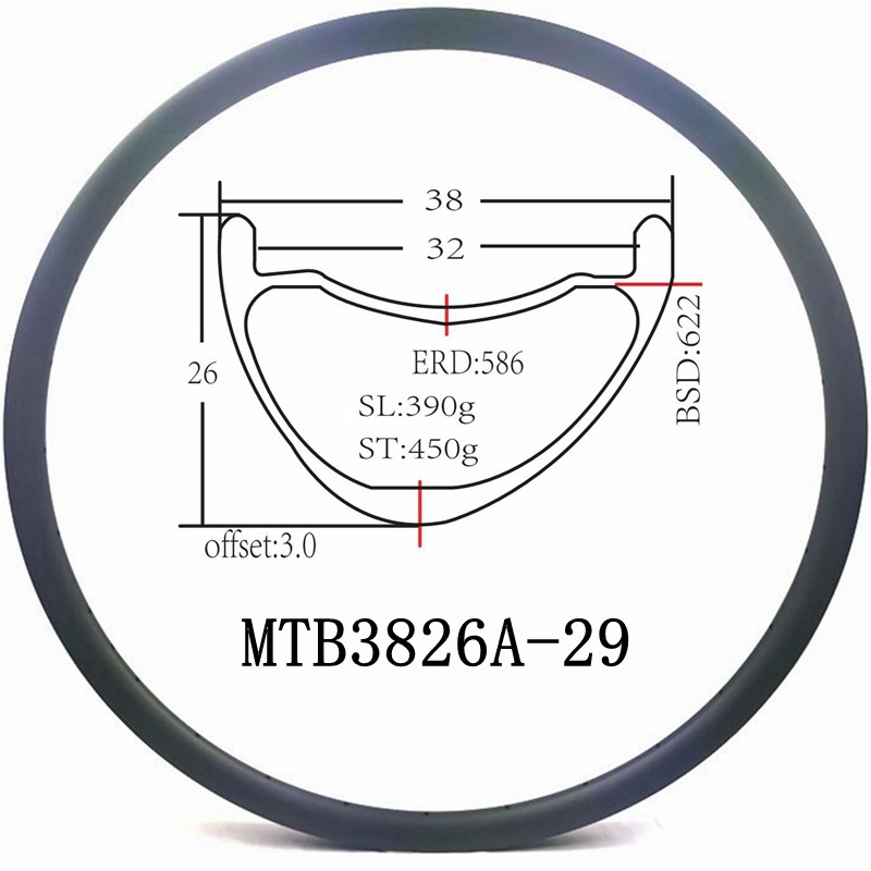 Cerchi Carbonio MTB 29 Internal 32MM Aros Carbono MTB 29 Carbon Rims MTB