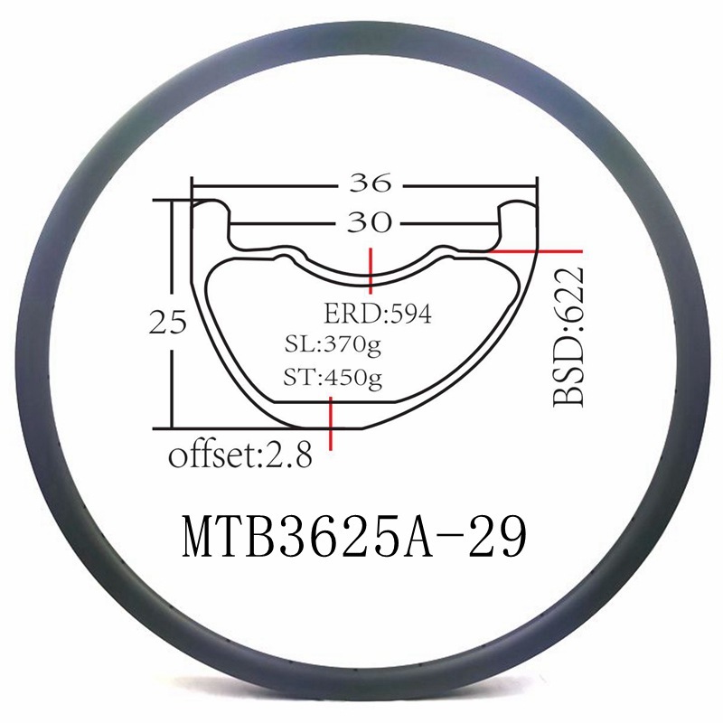 Carbon Rim MTB 29 Internal 30MM Cerchio Carbonio MTB 29 Carbon Rims Manufacture