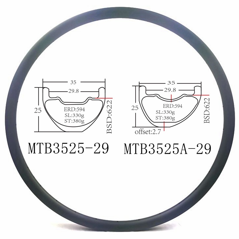 [MTB3525] 29er Carbon Rim Tubeless MTB Bicycle Rims BIKEDOC