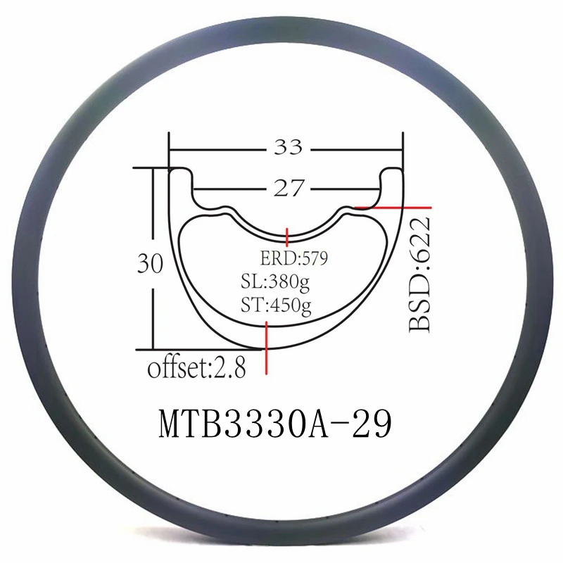 MTB Carbon Rim XC 29 Inch Mountain Bike Carbon Fiber Bicycle Rims Tubeless Disc Brake