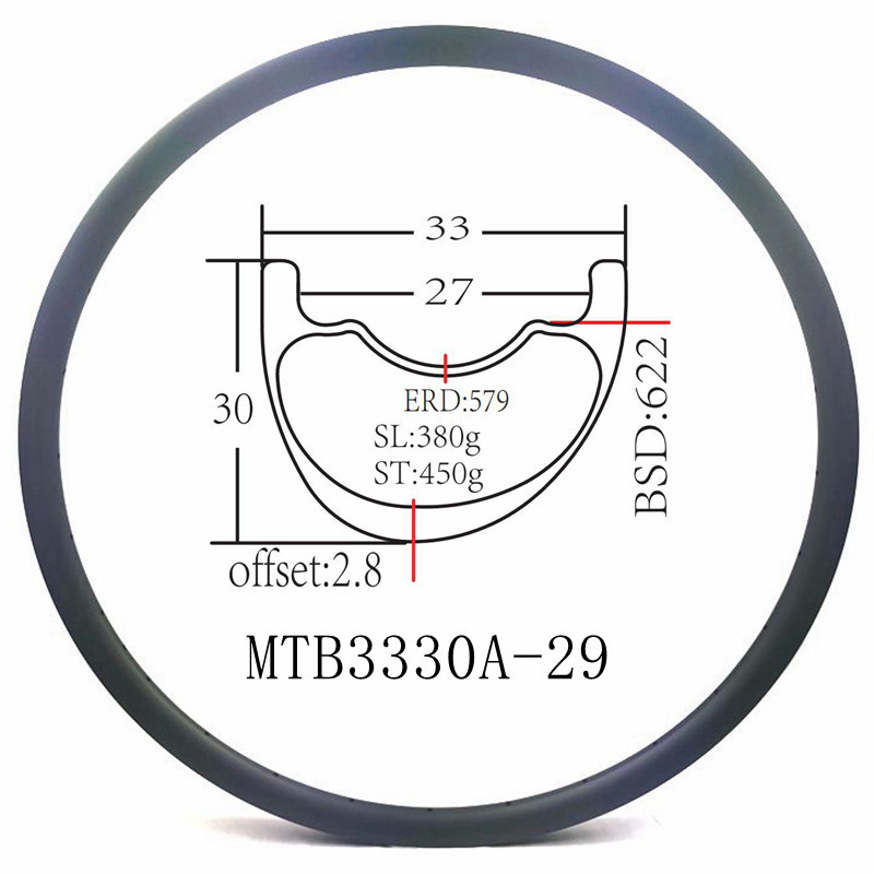 MTB Carbon Rim XC 29 Inch Mountain Bike Carbon Fiber Bicycle Rims Tubeless Disc Brake