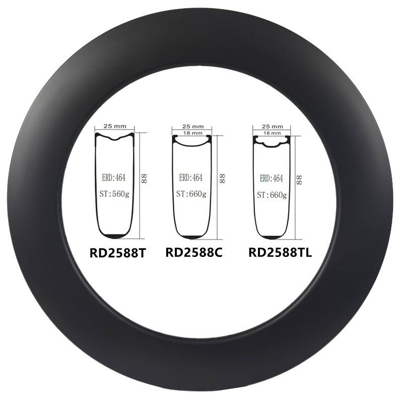RD2588T Carbon 88mm Rims 700C Track Rim Tubular Road Bike Cycling Disc
