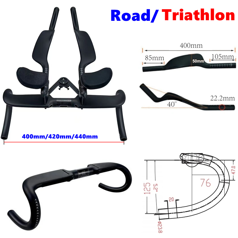 JC01-TT Carbon Fiber Triathlon TT Handlebar Long Distance All Inside Line Drop Bars For Road Bike Rest Aero Bar For Field Rider