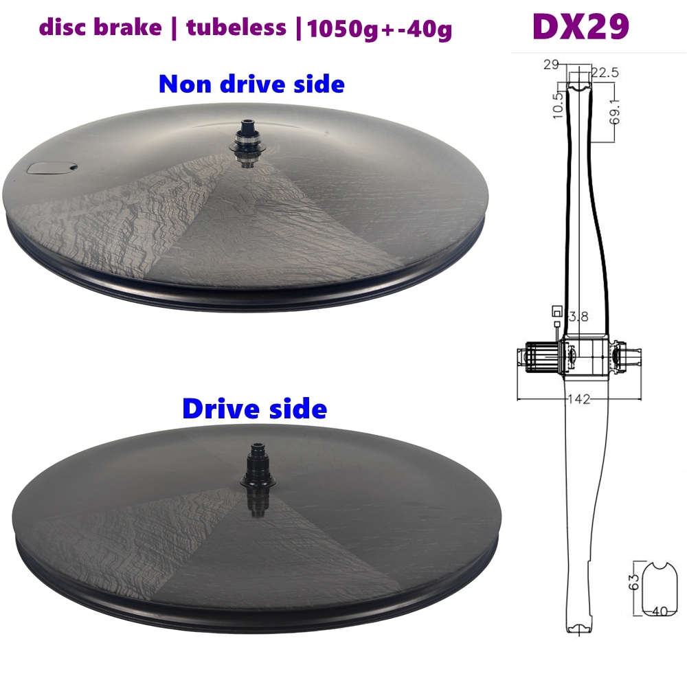 DX29 Aero Carbon Disk Wheel  29mm Wide Tubeless 700C Light Weight Ironman TT Disc Wheelset Cycling