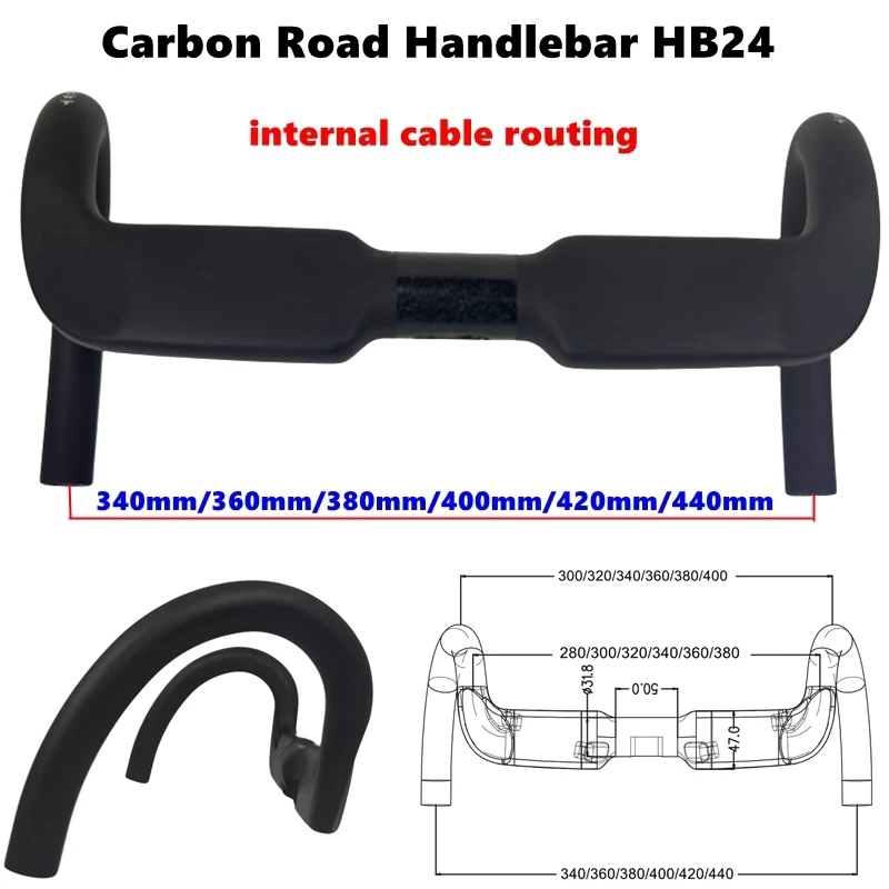 New Carbon Handle Bar 340MM Aero Road Bike Bar UD Matte Inner 