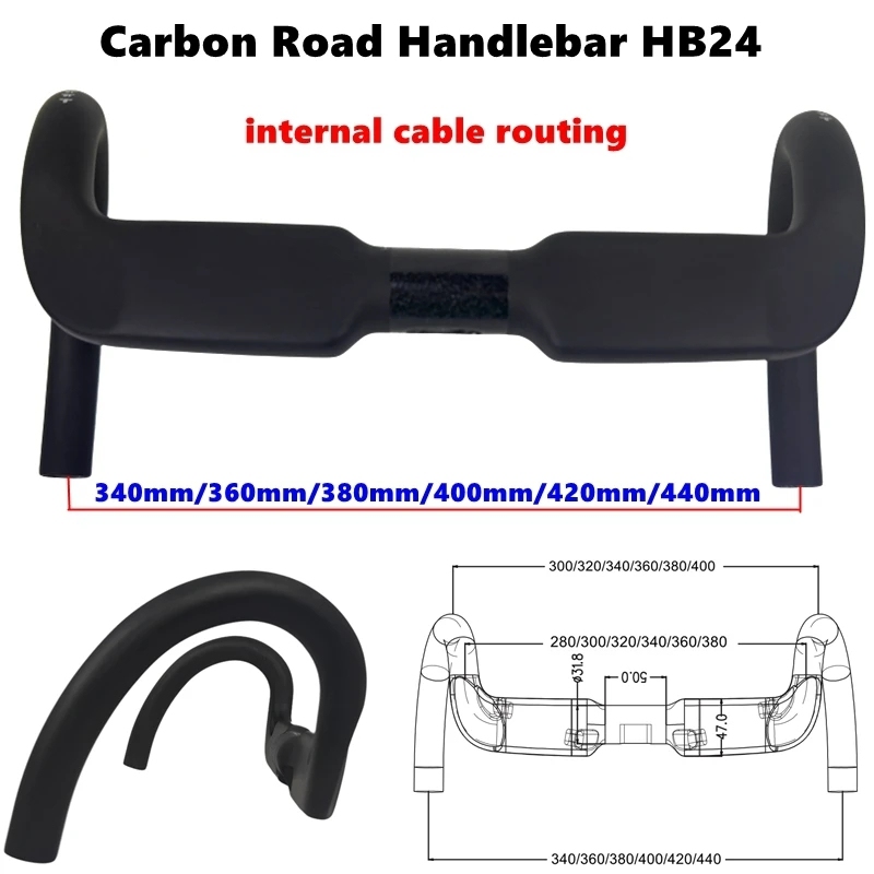 New Carbon Handle Bar 340MM Aero Road Bike Bar UD Matte Inner Carbon Bicycle Handlebar 31.8MM For Bike