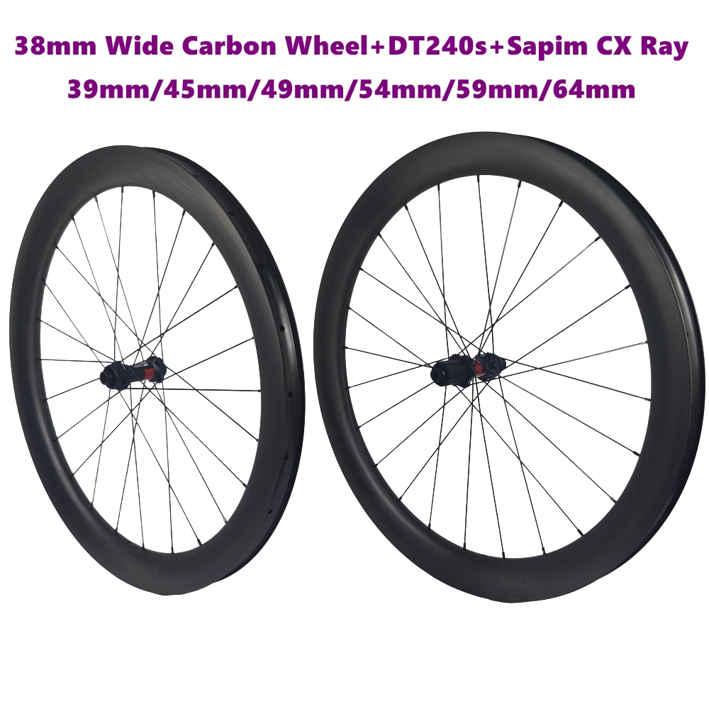 38mm Wide Carbon Gravel Bike Wheels 700C Tubeless Disc Brake Gravel Wheelset