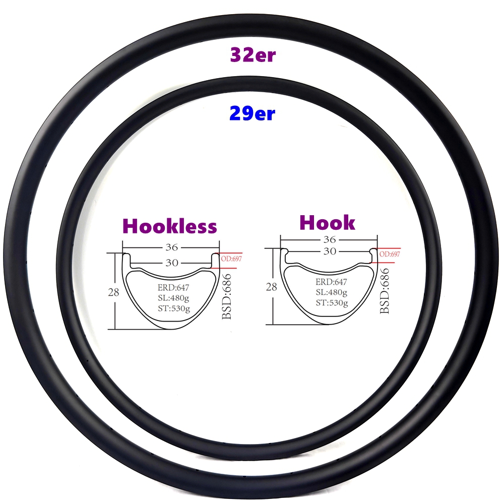 32er Carbon MTB Rim Big Bike Carbon Rims 36mm Wide XC Mountain Bicycle Rim