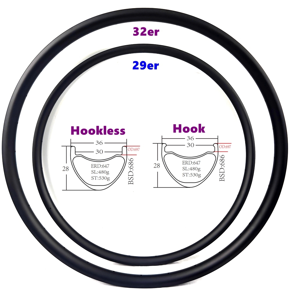 32er Carbon MTB Rim Big Bike Carbon Rims 36mm Wide XC Mountain Bicycle Rim
