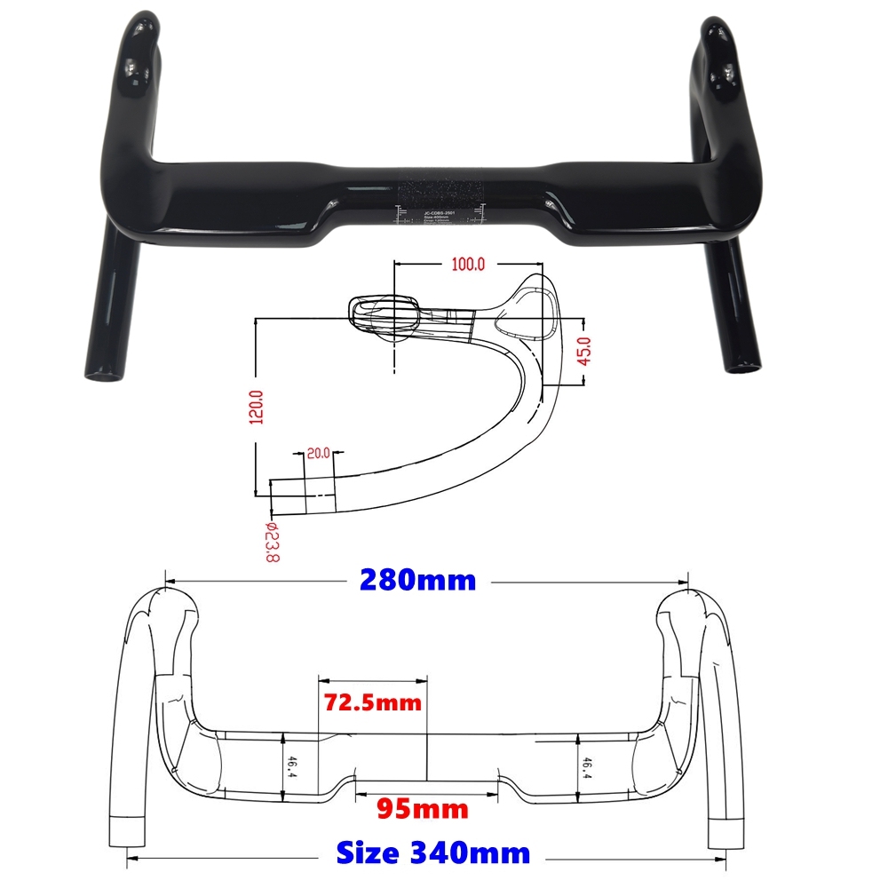 BIKEDOC TB28 Carbon Bunch Bar Toray 700 Track Bar For Front And Rear Brake Fixie Carbon Handlebar UD Glossy Drop Bar with Size 340mm/360mm/380mm/400mm
