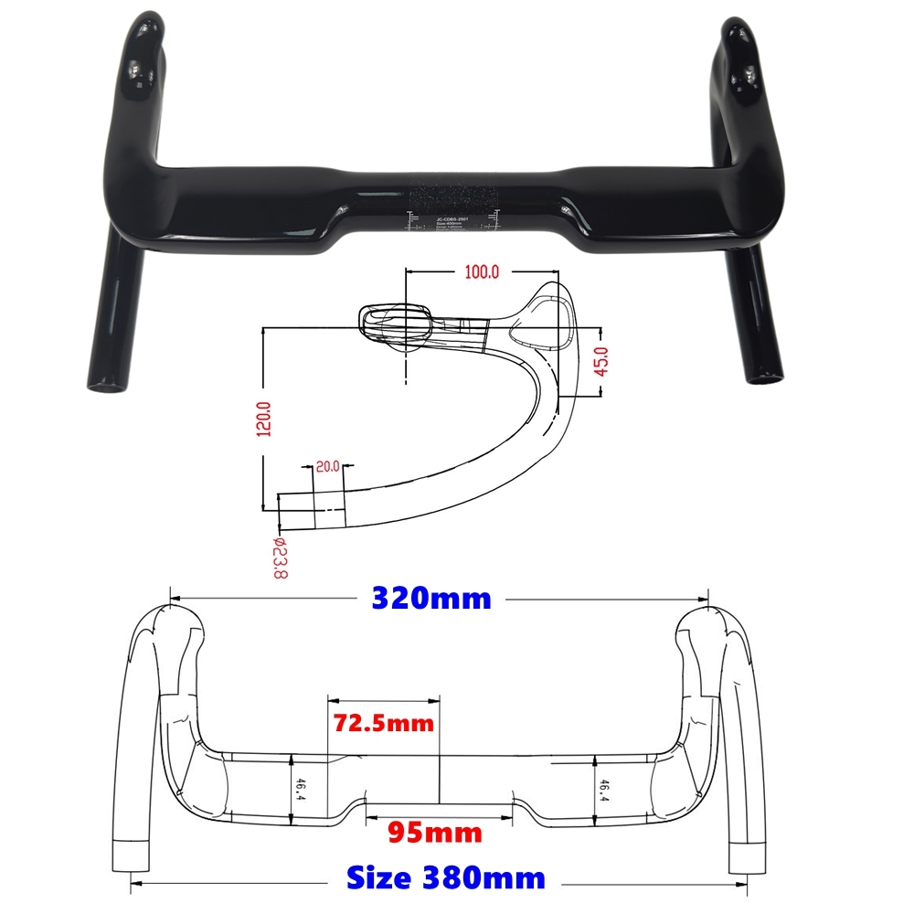 BIKEDOC TB28 Carbon Bunch Bar Toray 700 Track Bar For Front And Rear Brake Fixie Carbon Handlebar UD Glossy Drop Bar with Size 340mm/360mm/380mm/400mm