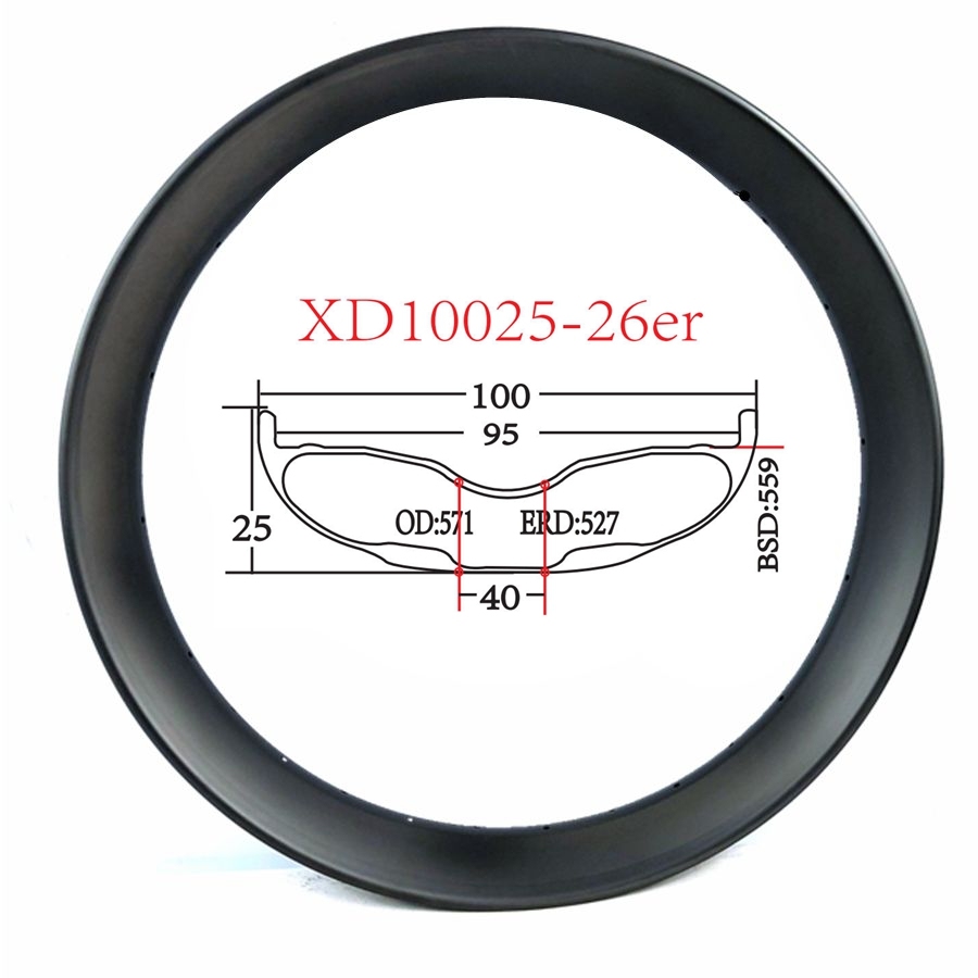[XD10025-26ER] Fat Bike Single-Wall Carbon Rims 100MM