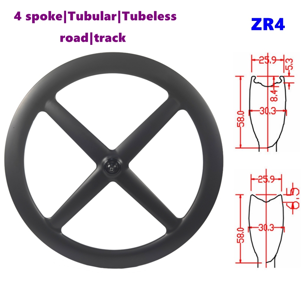 BIKEDOC 4 Spoke Wheels Bike Tubeless 700C 26MM Wide Fixed Gear Track Carbon Spoke Wheels
