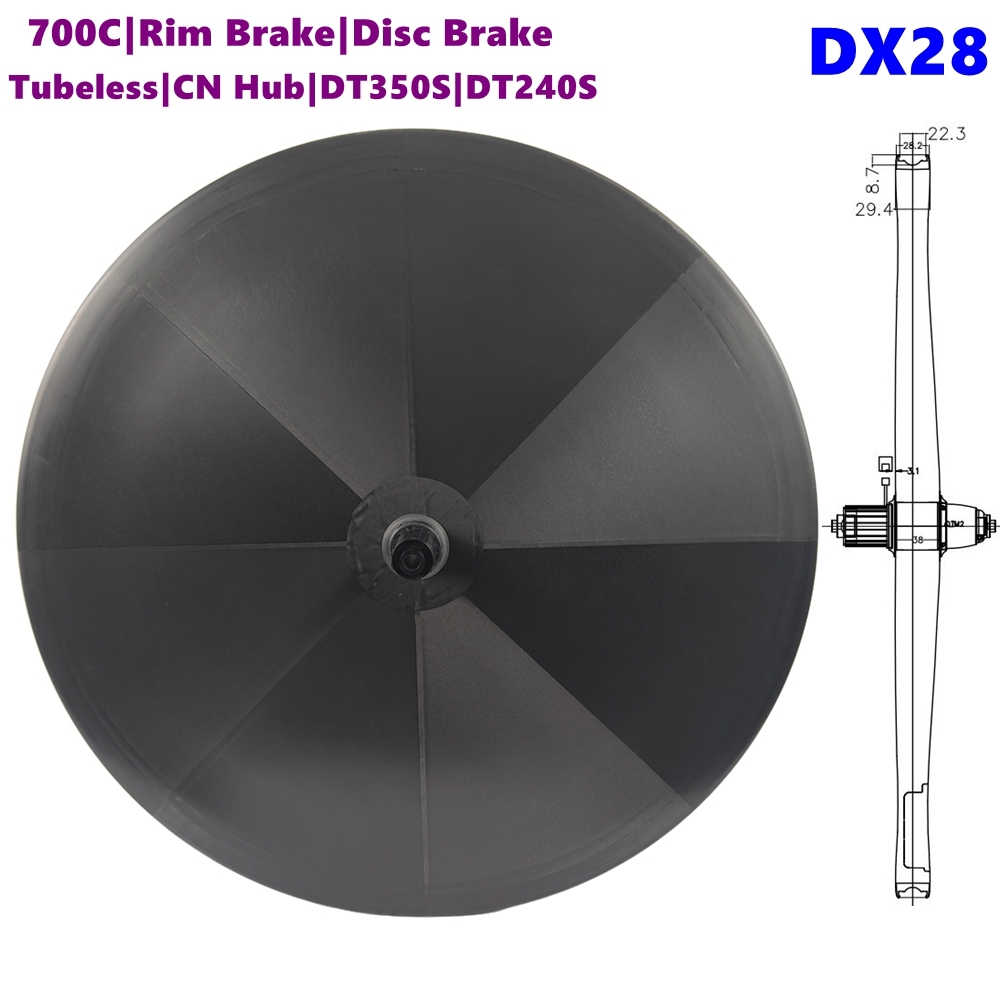 [BKDX28] Tubeless Ready Disc wheel Disc Brake TT Carbon 700 Road Only BIKEDOC