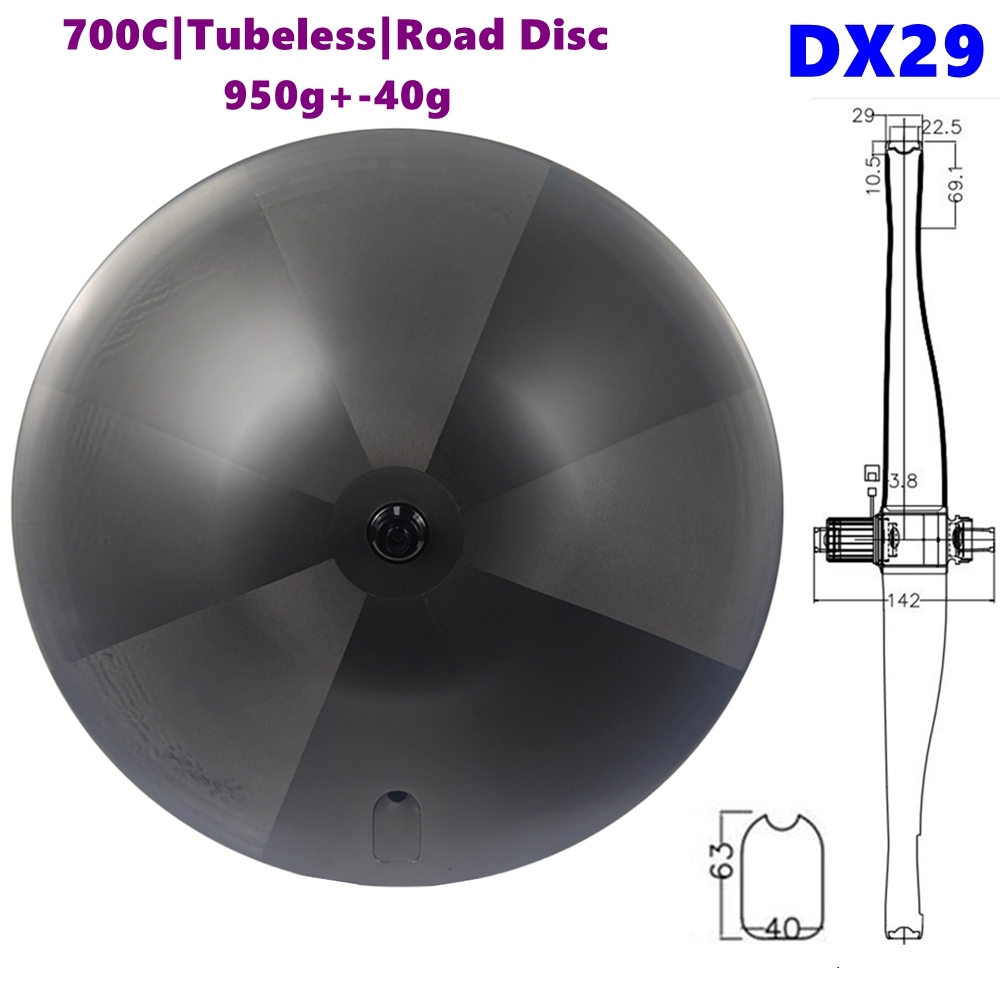 DX29 Carbon Disc Wheel Tubeless 700C Light Weight 950g TT Disk Wheelset Cycling