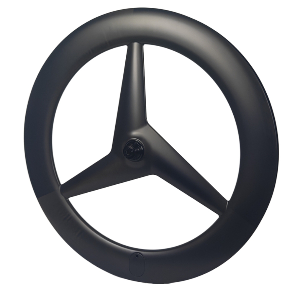 Airfoil Shape Trilight Carbon 3 Spoke Disc Brake Wheelset 700C Clincher &Tubeless Aero Road Carbon Rims Rachet System Tri Spoke