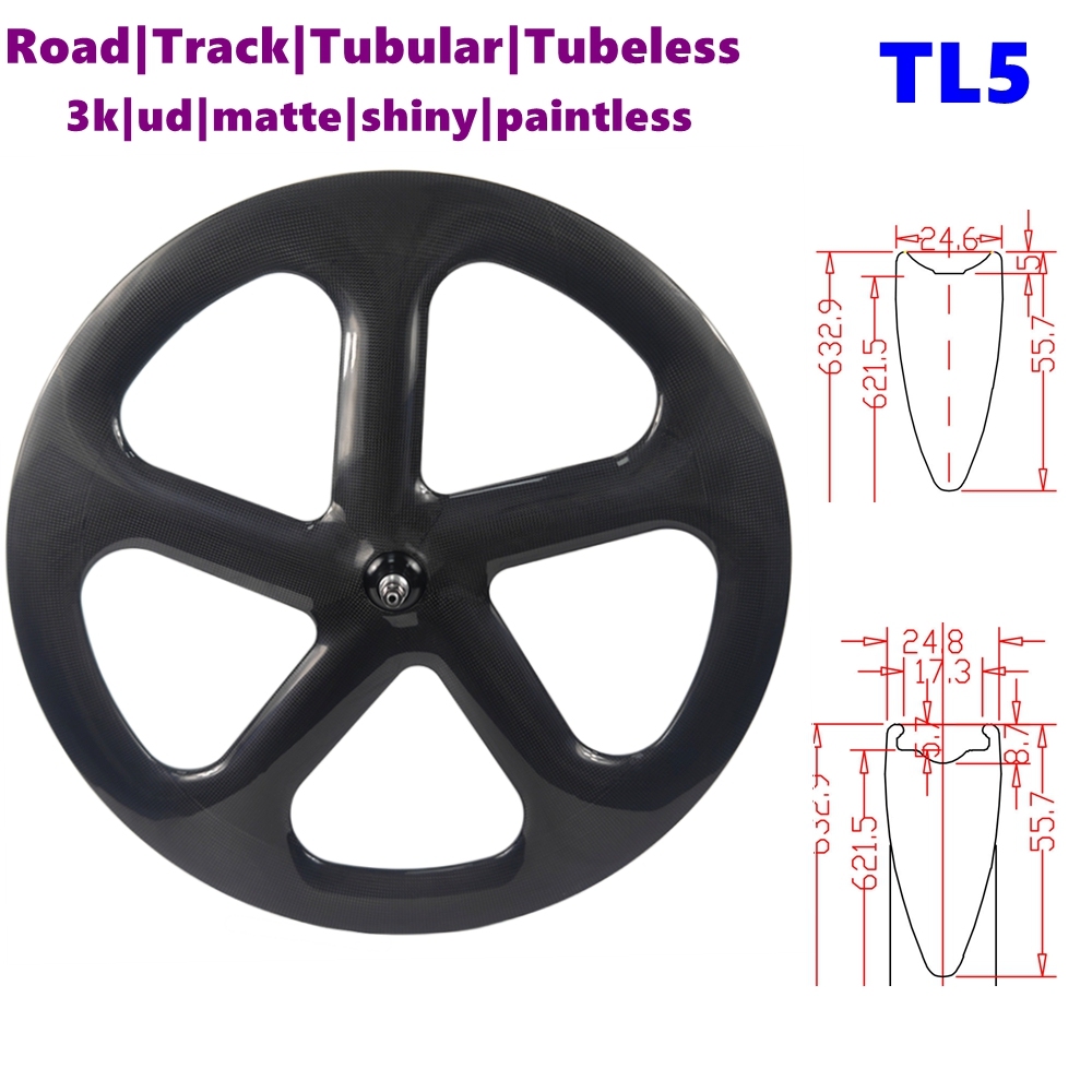 [BKTL5] 5 Spoke Carbon Wheel 700C Disc Brake Tubeless Bicycle Wheel BIKEDOC
