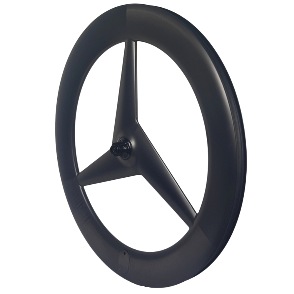 Airfoil Shape Trilight Carbon 3 Spoke Disc Brake Wheelset 700C Clincher &Tubeless Aero Road Carbon Rims Rachet System Tri Spoke