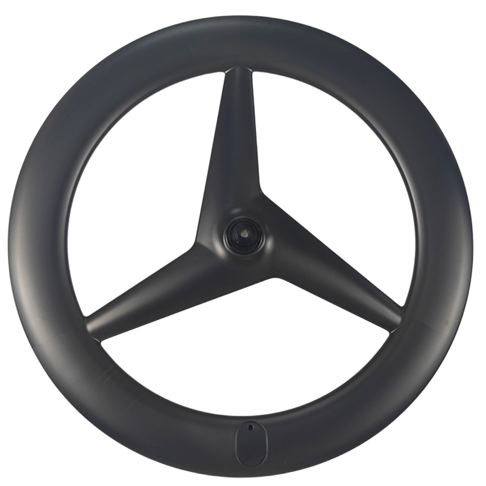 Airfoil Shape Trilight Carbon 3 Spoke Disc Brake Wheelset 700C Clincher &Tubeless Aero Road Carbon Rims Rachet System Tri Spoke