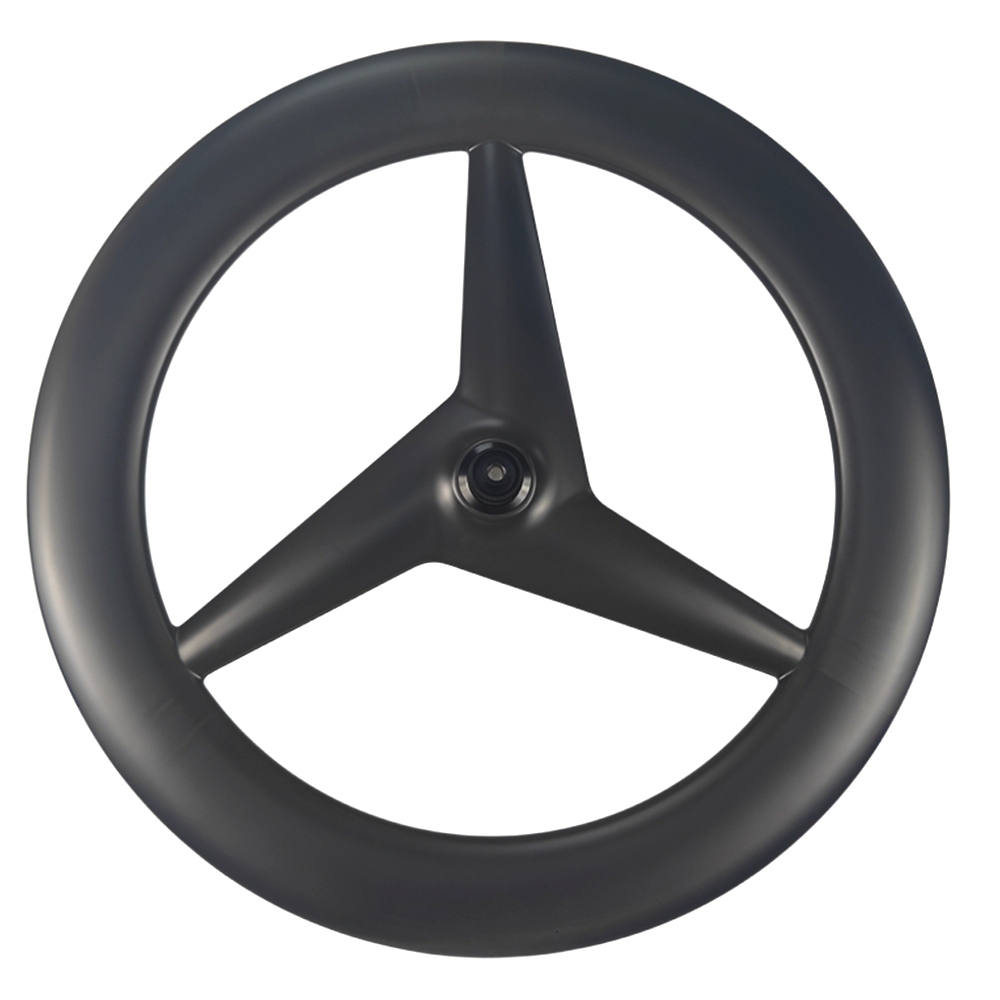 Airfoil Shape Trilight Carbon 3 Spoke Disc Brake Wheelset 700C Clincher &Tubeless Aero Road Carbon Rims Rachet System Tri Spoke