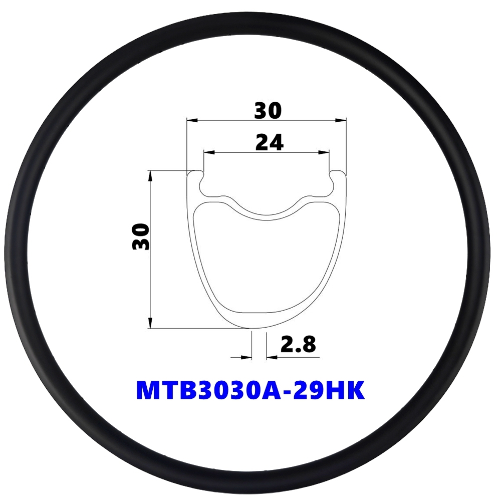 Hook Carbon MTB Rim 29ER Tubeless XC/All Mountain Bike Rims Hookless Light Weight