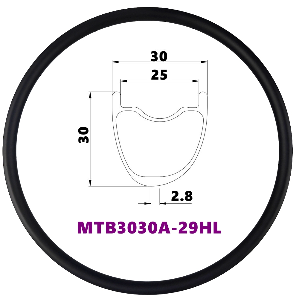 Hook Carbon MTB Rim 29ER Tubeless XC/All Mountain Bike Rims Hookless Light Weight