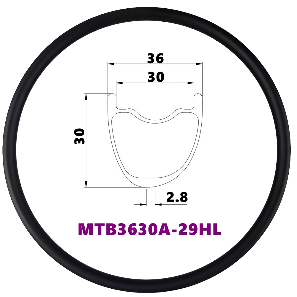 Hook Carbon MTB Rim 29ER Tubeless XC/All Mountain Bike Rims Hookless Light Weight