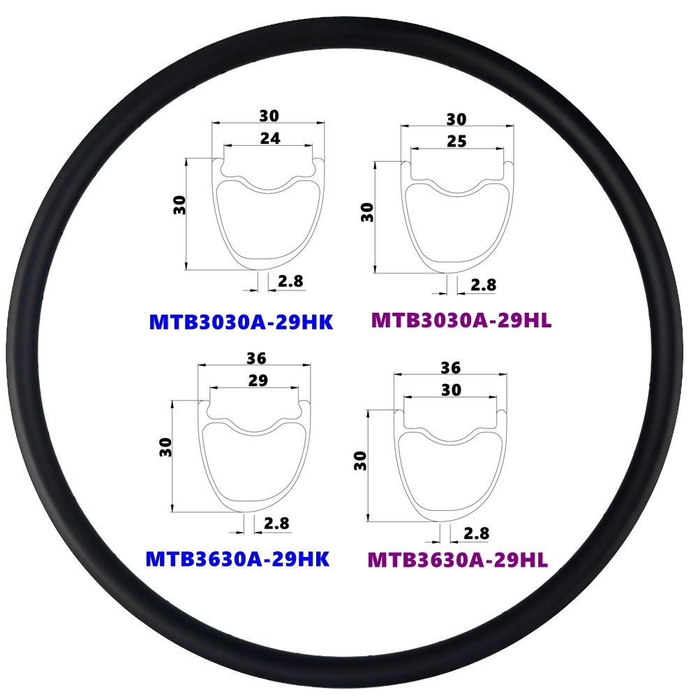 Hook Carbon MTB Rim 29ER Tubeless XC/All Mountain Bike Rims Hookless Light Weight