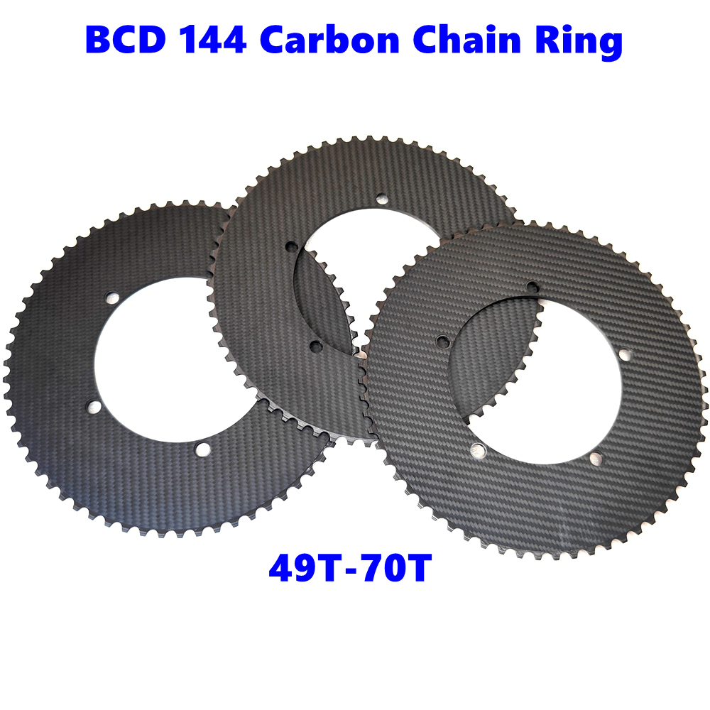 Track Carbon Chainring 144 BCD Single Speed Chainrings 49-64T Ultra-light 5 Bolts Crank Chain Wheel BIKEDOC