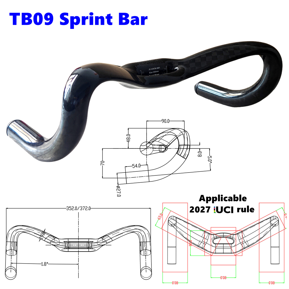 SU8 Carbon Track Bar Sprint Handlebar 31.8mm Fixie Drop Bar TT Bike Bunch Bar  Aero Handle UCI Racing Handlebars