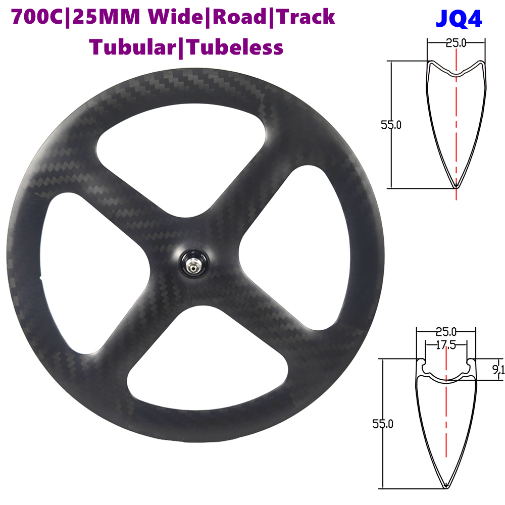 BIKEDOC 4 Spoke Carbon Track Wheel 700C Road Disc Bicycle Wheelset 25mm Wide Tubular And Tubeless Cycling