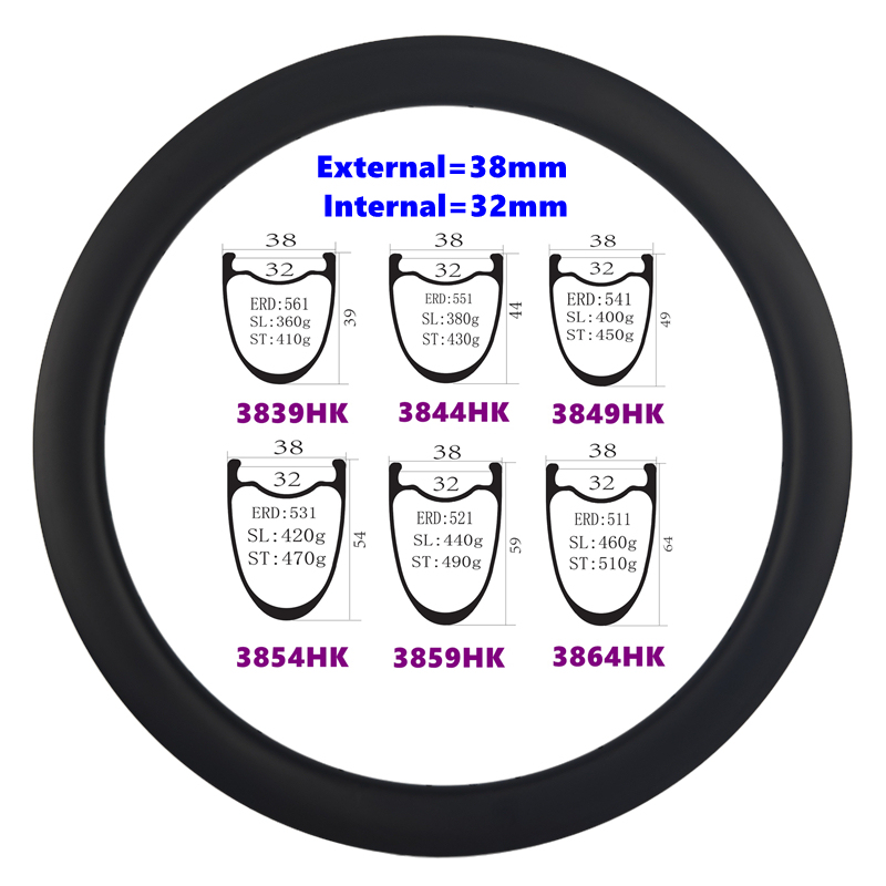 BIKEDOC Light Weight 38mm Width Fat Carbon Rim 700c Gravel Road Disc Bike Rims Internal 32mm