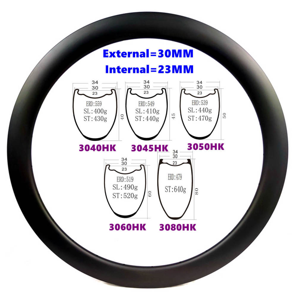 30mm Fat Carbon Rim Road Disc Brake Ultralight Gravel Rims 40MM-80MM Deep Available