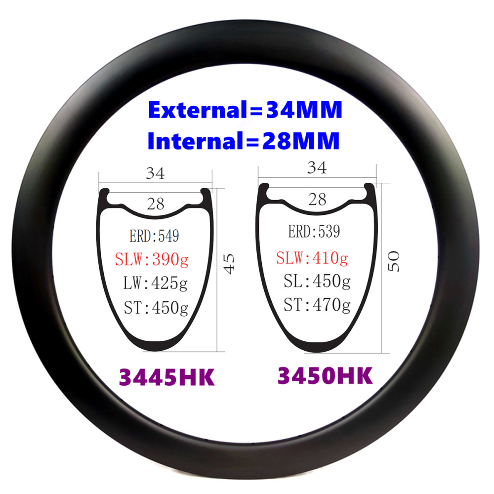 700C 34mm Wide Carbon Road Disc Rim 40mm/45mm Deep Clincher Gravel Rims Tubeless Compatible
