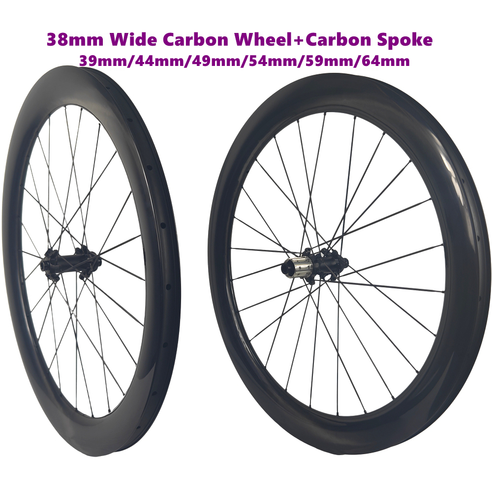 BIKEDOC 38FAT Aero Gravel Wheels with Carbon Spoke Rachet System 52T TPI Bearing Hub 32MM Internal Fat Carbon Wheelset