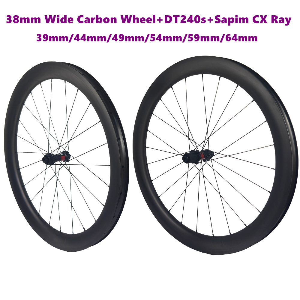 38mm Wide Carbon Gravel Bike Wheels 700C Tubeless Disc Brake Gravel Wheelset