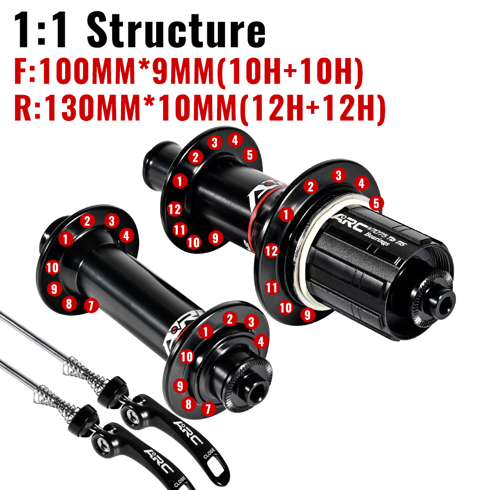 ARC 002 front and rear wheels Road bike hub ultra-light sound big 20/24 hole bearing NBK Palin folding bike 244g/pair 11S