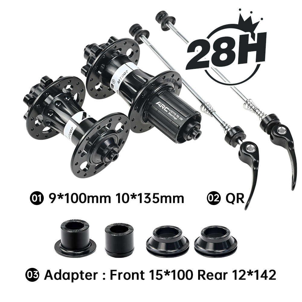 ARC MT-007F/R 28H/32H/36H Mountain Bike Hub Aluminum alloy Front 9x100 15x100 Rear 10x135 12x142 MTB Bicycle Hub Shimano 8 9 10 11 Speed